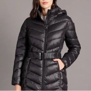 Calvin Klein Quilted Black Puffer Hooded Women’s Jacket Size Large NWT